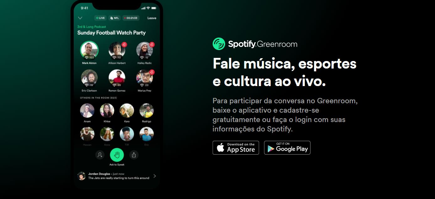 Spotify lança aplicativo Greenroom para competir com Clubhouse