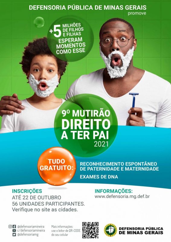 Inscrições abertas para o Mutirão 'Direito a Ter Pai 2021' da Defensoria Pública de Minas Gerais