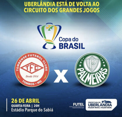 Estádio Parque do Sabiá receberá jogo entre Tombense e Palmeiras